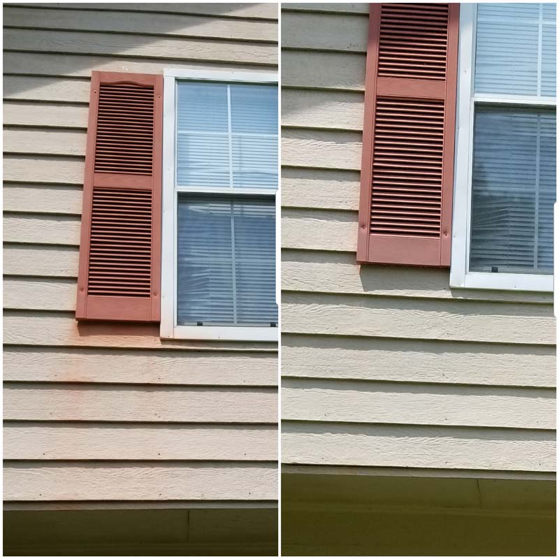 before and after pressure washing shutters and siding